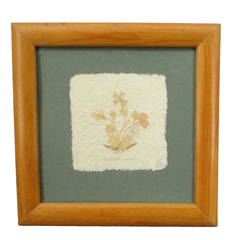 Vintage 90s Signed Framed Dried Pressed Flower Picture Frame Wall Art Home Decor